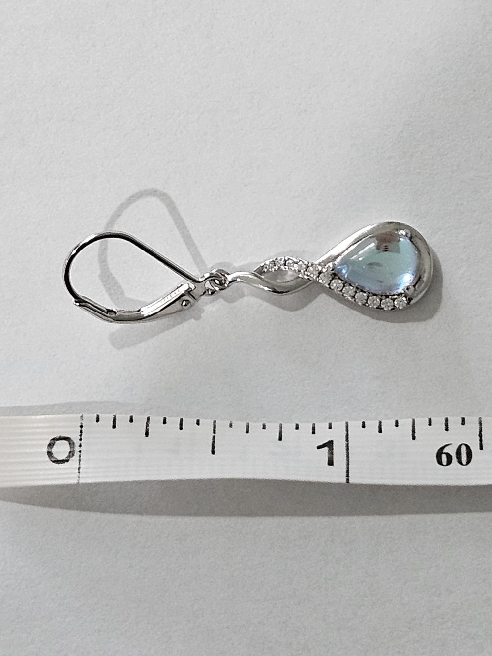 NWT Molenia Silver Zirkonias Blue Stone Drop Earrings Feminine Wedding Party - Picture 6 of 7